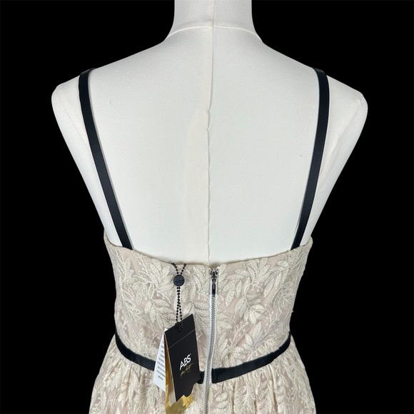 NWT ABS Allen Schwartz $659.00 boho metallic thread lace overlay full length - Picture 13 of 14